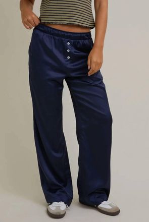 Le Lis Blanc Deux Satin Boxer Pants In Navy
