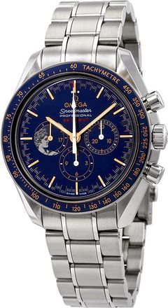 Omega Pre-owned Omega Speedmaster Moonwatch Apollo Xvii Chronograph Tachymeter Blue Dial Mens Watch 311.30.42.30.03.001