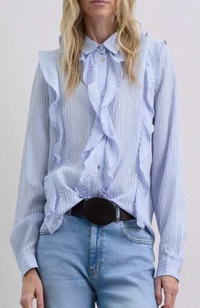Scalpers Stripesfrill Shirt in Bluestripes at Nordstrom, Size X-Large Eu