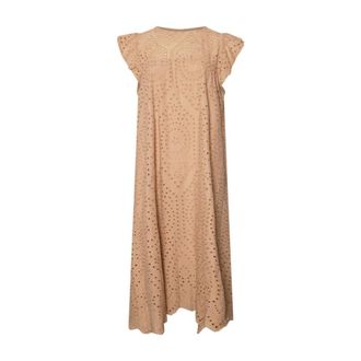 Tiffany & Co. Beige Katoenen Lange Mouw Jurk - Dames - Casual kleedjes - Beige - Xs/S - Katoen - Kleedjes
