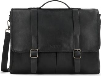 Kazar Zwarte zakelijke leren aktetas met laptopvak - Heren - Laptoptassen - Zwart - ONE Size - Leer - Tassen