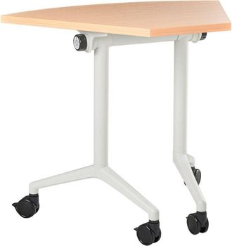 Beliani Folding Office Desk Brown Metal Frame MFC Tabletop 90 x 64 cm Foldable Portable Mobile Table with Casters Modern Design CAVI