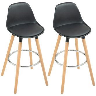 OEM 2 Sgabelli Da Bar In Pu Con Schienale Per Cucina, Neri