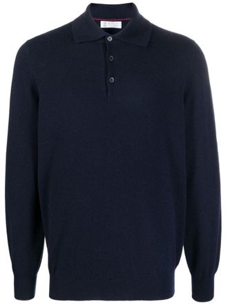 Brunello Cucinelli Blue Cashmere polo shirt