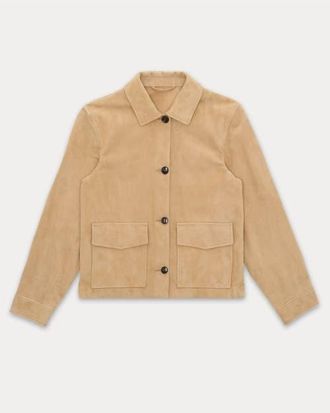 Fortela Maelle Suede Short Leather Jacket in Beige at Nordstrom, Size 42 Eu