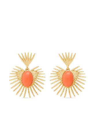 Kenneth Jay Lane fan drop earrings - Goud