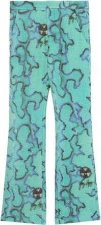 ERL graphic-print flared trousers - men - Cellulose/Polyester/Wool - M - Blue