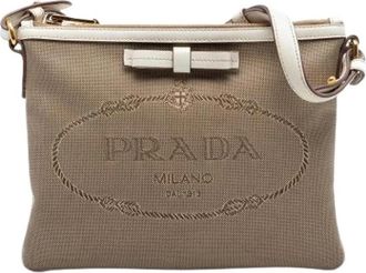 Prada Pre-owned Vintage Crossbody Bag - Dames - Vintage Schoudertas - Beige - ONE Size - Leer - Vintage