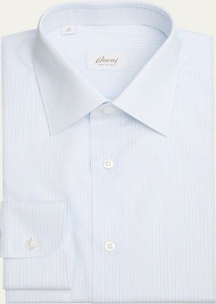 Brioni Mens Cotton Multi-Stripe Dress Shirt