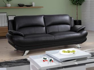 Vente-Unique Divano 3 posti in similpelle Nero - MUSKO