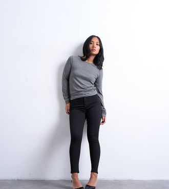 Topshop Petite Joni - Jeans super skinny a vita alta neri-Nero