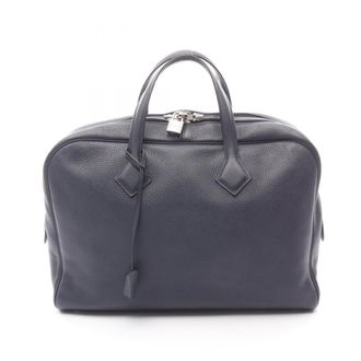 Herm&egrave;s Blue Nuit Navy Taurillon Clemence Leather Tote Bag (Pre-Owned)
