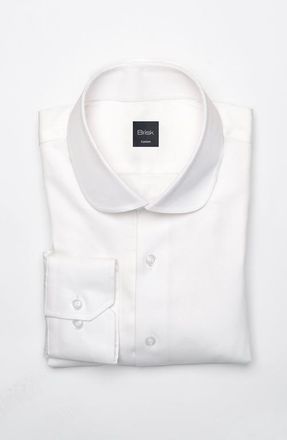 Brisk Club Collar Pima Cotton Twill Shirt in Pearl White at Nordstrom, Size 16