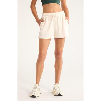Zella Go Easy French Terry Shorts in Ivory Cream at Nordstrom, Size X-Small