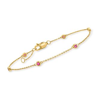RS Pure by Ross-Simons Ruby Station Bracelet in 14kt Yellow Gold