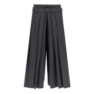 Brunello Cucinelli Pleated Bermuda Shorts - female - Brunello Cucinelli - Wide Trousers - Gray - XS - Trousers