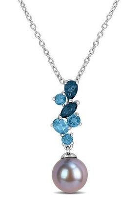 Delmar Cultured Tahitian Pearl & London Blue Topaz Pendant Necklace at Nordstrom Rack