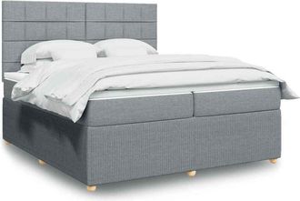 vidaXL Vidaxl - Cama Box Spring Con Colch&oacute;n Tela Gris Claro 200x200 Cm