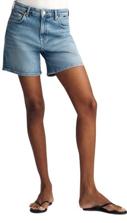 Mavi Heidi Long High Rise Relaxed Shorts In Ltbrcblu