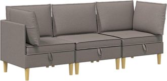 vidaXL Juego De Sof&aacute; Modular Con Almacenamiento 3 Uds. Topo Tela Vidaxl