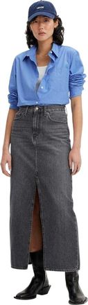 Levi's Denim maxi-rok met hoge taille voor dames (Zwart)