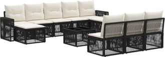 vidaXL Conjunto De Sof&aacute;s De Jard&iacute;n 11 Uds. Negro Y Blanco Crema Vidaxl