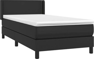 vidaXL Cama Box Spring Con Colch&oacute;n Cuero Sint&eacute;tico Negro 90x190 Cm Vidaxl