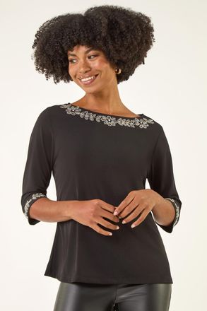 Roman Embellished Stretch Tunic Top