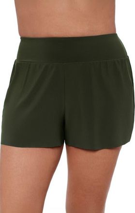 Aqua Green Beach Short High Waist Swimsuit Bottom in Malachite at Nordstrom, Size X-Large