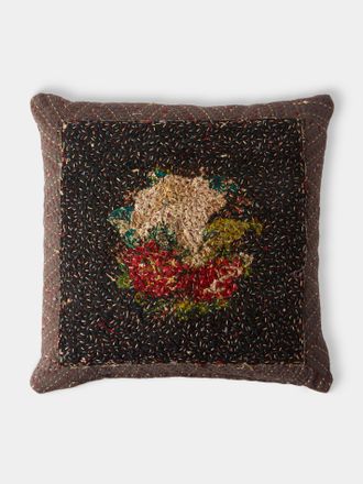 By Walid 19th-Century Needlepoint Wool, Linen and Cotton Cushion (15.5in/40cm)