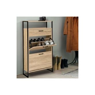 IDMarket Idmarket - Scarpiera a 2 ante da 12 pezzi luis con cassetto dal design industriale
