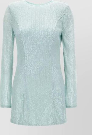 Rotate boat-neck sequin embellished textured dress