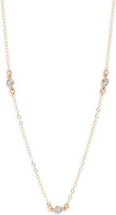 Set & Stones Birthstone Station Necklace in Gold /March at Nordstrom