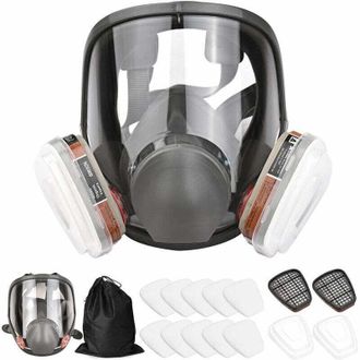 OEM Mascarilla Protectora Facial Completa 16 En 1 - Silicona Con Filtros De Algod&oacute;n - Para Manipulaci&oacute;n De Productos Qu&iacute;micos Y Polvo - Incluye Bolsa De A