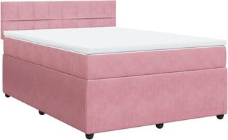 vidaXL Vidaxl - Cama Box Spring Con Colch&oacute;n Terciopelo Rosa 140x190 Cm