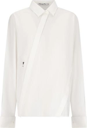 Dior Shirt Met Schuine Sluiting - Dames - Overhemden - Wit - S - Katoen - Overhemden