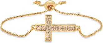 HMY Jewelry Pav&eacute; CZ Cross Slide Bracelet in Gold at Nordstrom Rack