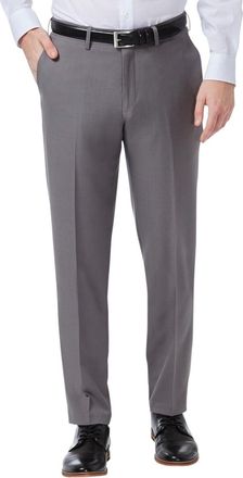 Haggar Mens Premium Comfort Dress Slim Fit Flat Front Pant, Grey, 34W x 30L