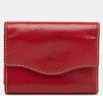 Tod's Tods Dark Red Leather Flap Compact Wallet