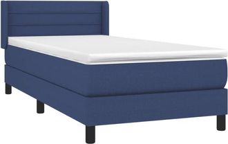 vidaXL Cama Box Spring Con Colch&oacute;n Tela Azul 80x200 Cm Vidaxl