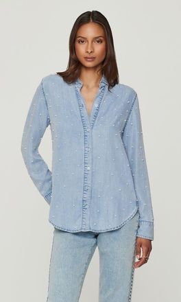 Generation Love Marcello Pearl Denim Shirt in Light Blue/pearl at Nordstrom, Size Xx-Small L