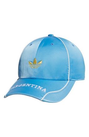 adidas Argentina Adjustable Satin Terrace Hat in Blue Burst/White at Nordstrom