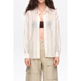 Bimba & Lola Straight striped shirt in Ivory at Nordstrom, Size Xx-Small