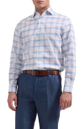 Bugatchi Alvin Trim Fit Plais Cotton Button-Up Shirt in Almond at Nordstrom, Size Xxx-Large