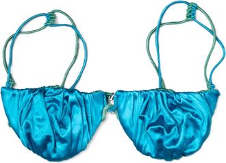 Isa Boulder Top bikini reversibile con ruches - Blu