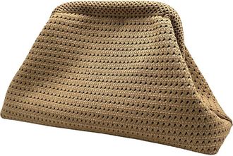 Generic Summer Beach Clutch Purse for Women Striped Color Evening Handbag Ruched Dumpling Bag for Party Prom (Khaki)