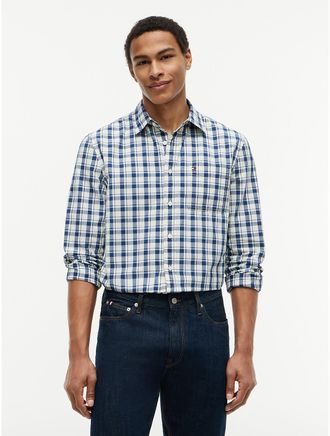 Tommy Hilfiger Mens Regular Fit Check Dobby Pocket Shirt - Optic White Multi - XXXL