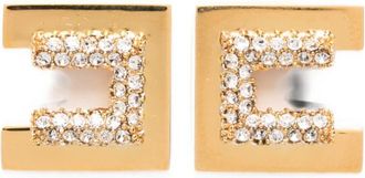 Elisabetta Franchi Golden Logo Stud Earrings