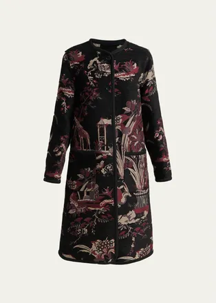 Etro Toile Brocade Single-Breasted Long Coat