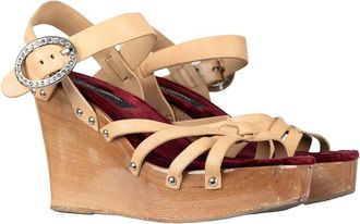 Dolce & Gabbana Womens Leather Strappy Wedge Sandal (Authentic Pre-Loved)